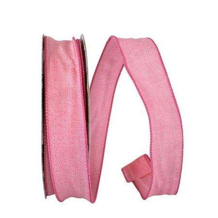 RELIANT RIBBON Reliant Ribbon 92573W-061-09K Everyday Linen Value Wired Edge Ribbon - Pink - 1.5 in. x 50 yards 92573W-061-09K